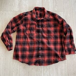 Brahma Men's Orange and Black Plaid Shirt